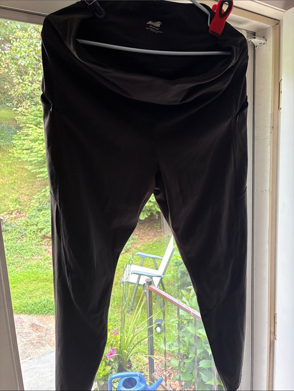 Avia Black Leggings with Light Blue Trim